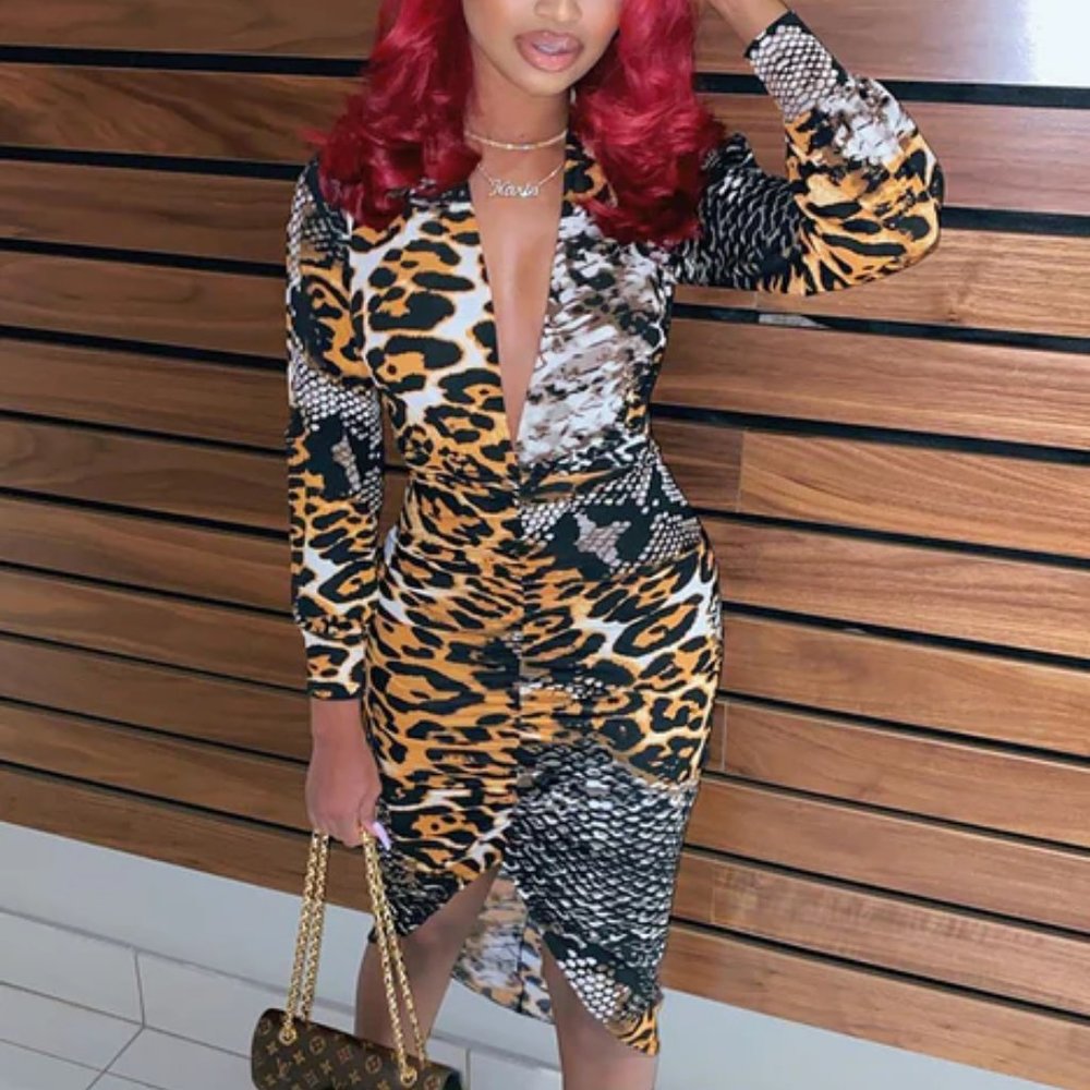 Out In The Jungle Dress - Brown